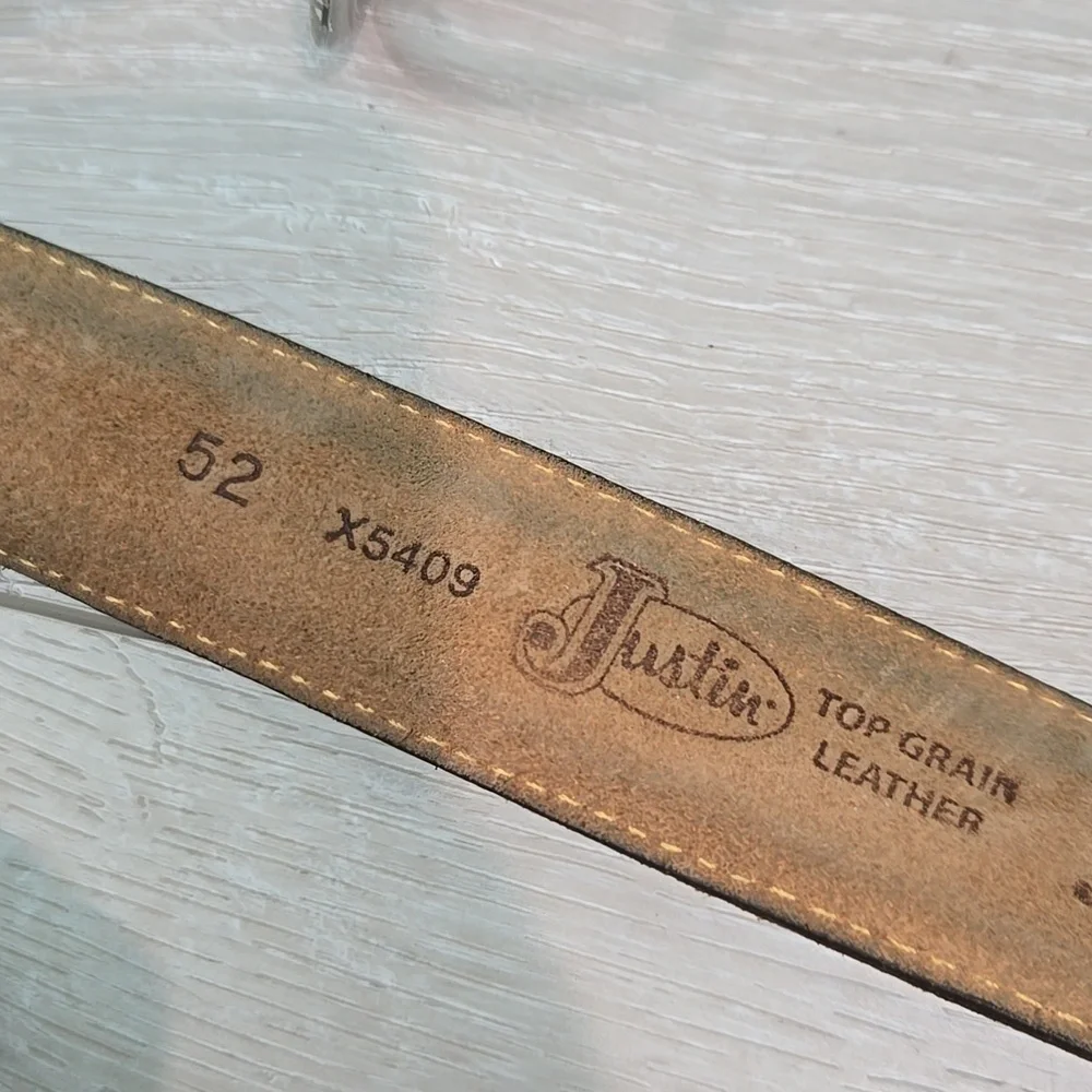 Justin Mens Leather Western Top grain leather USA X5409 sz 52 belt